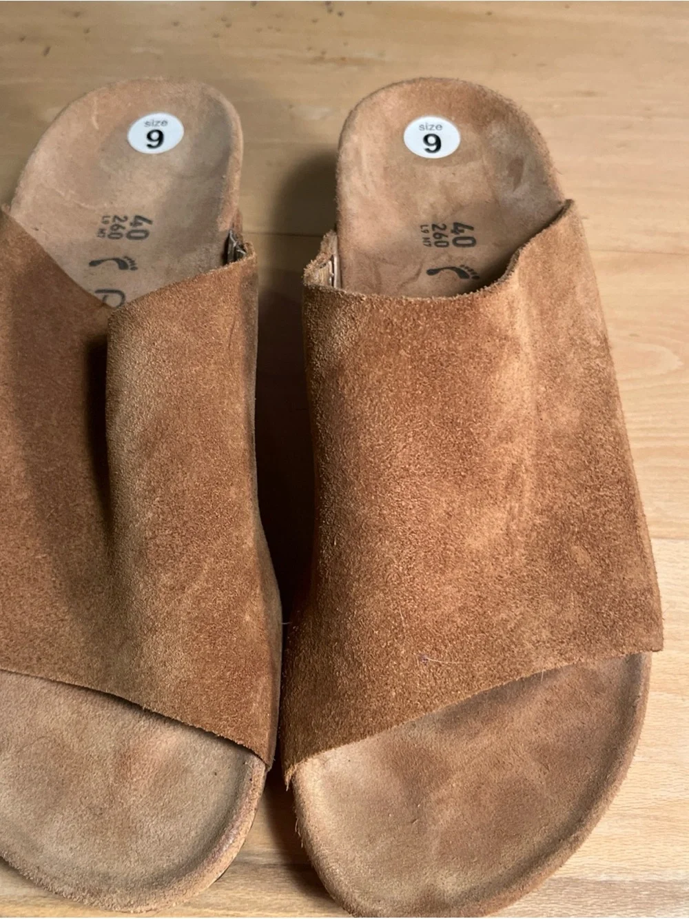 Birkenstock Papillo Suede Brown Cork Wedge Slip On Mules Sandals 40/9